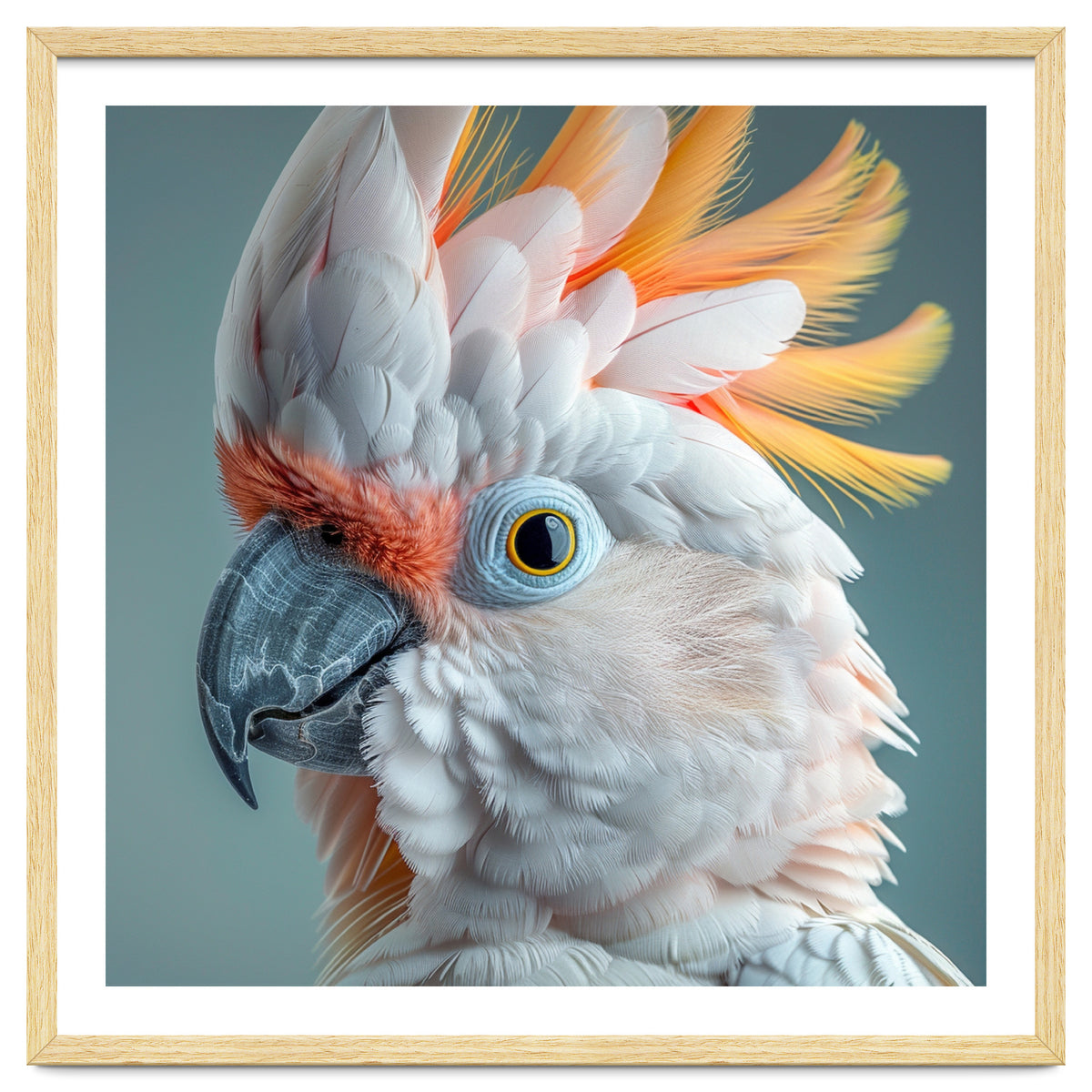 Salmon Crested Cockatoo Close Up Portrait