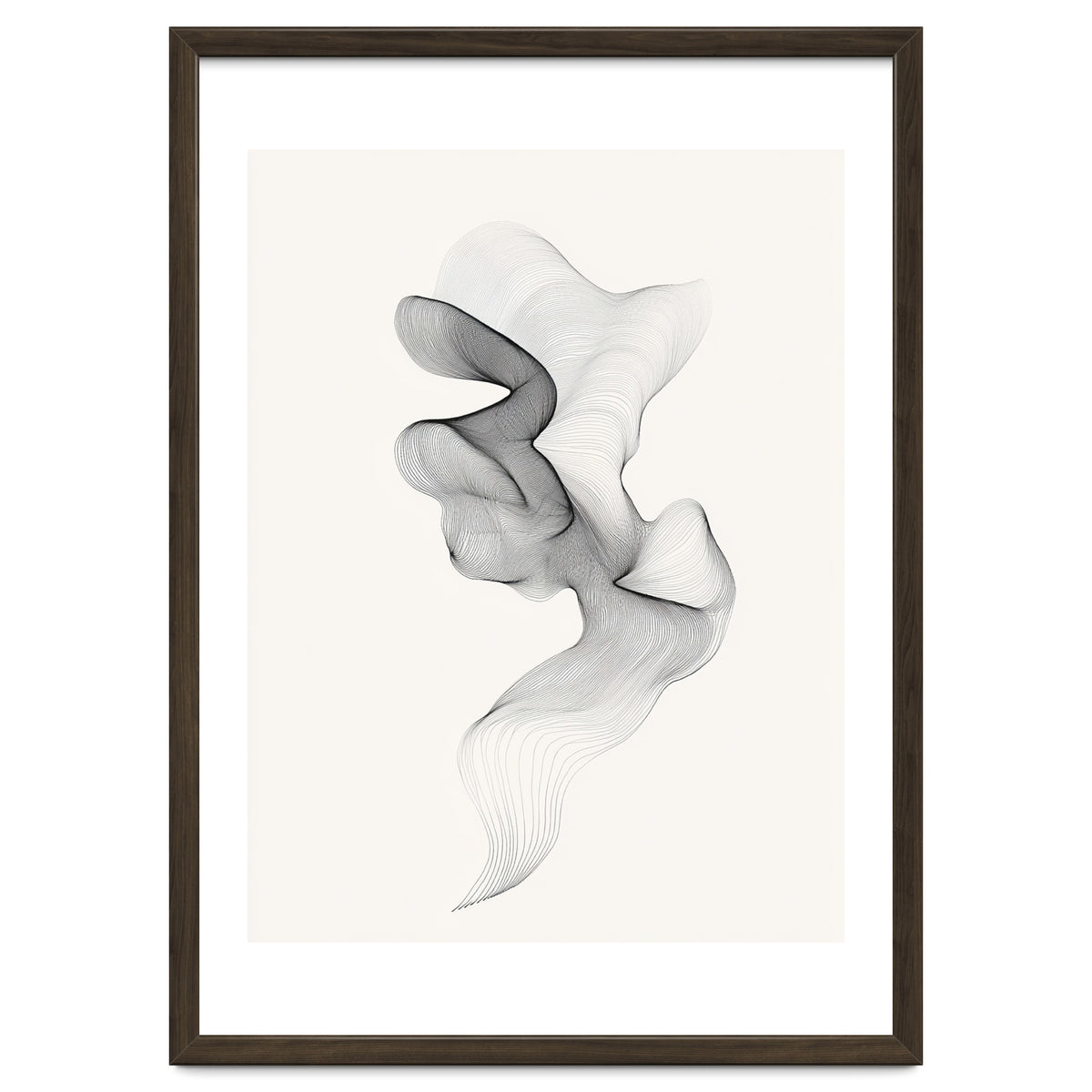 Abstract Black And White Swirling Lines Flowing Form