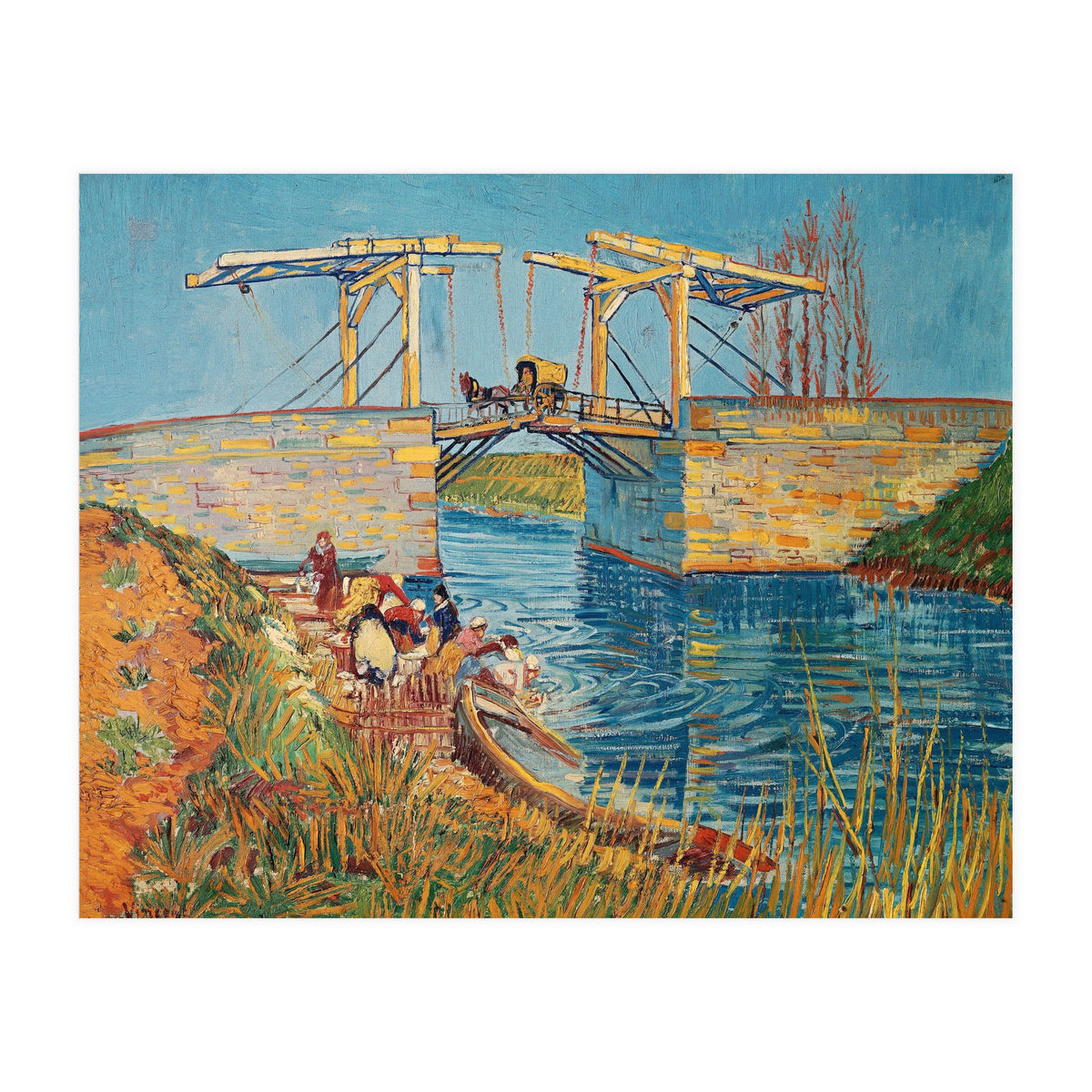 Drawbridge at Arles with a group of washerwomen (pont de Langlois, Arles, France). (Print Only)