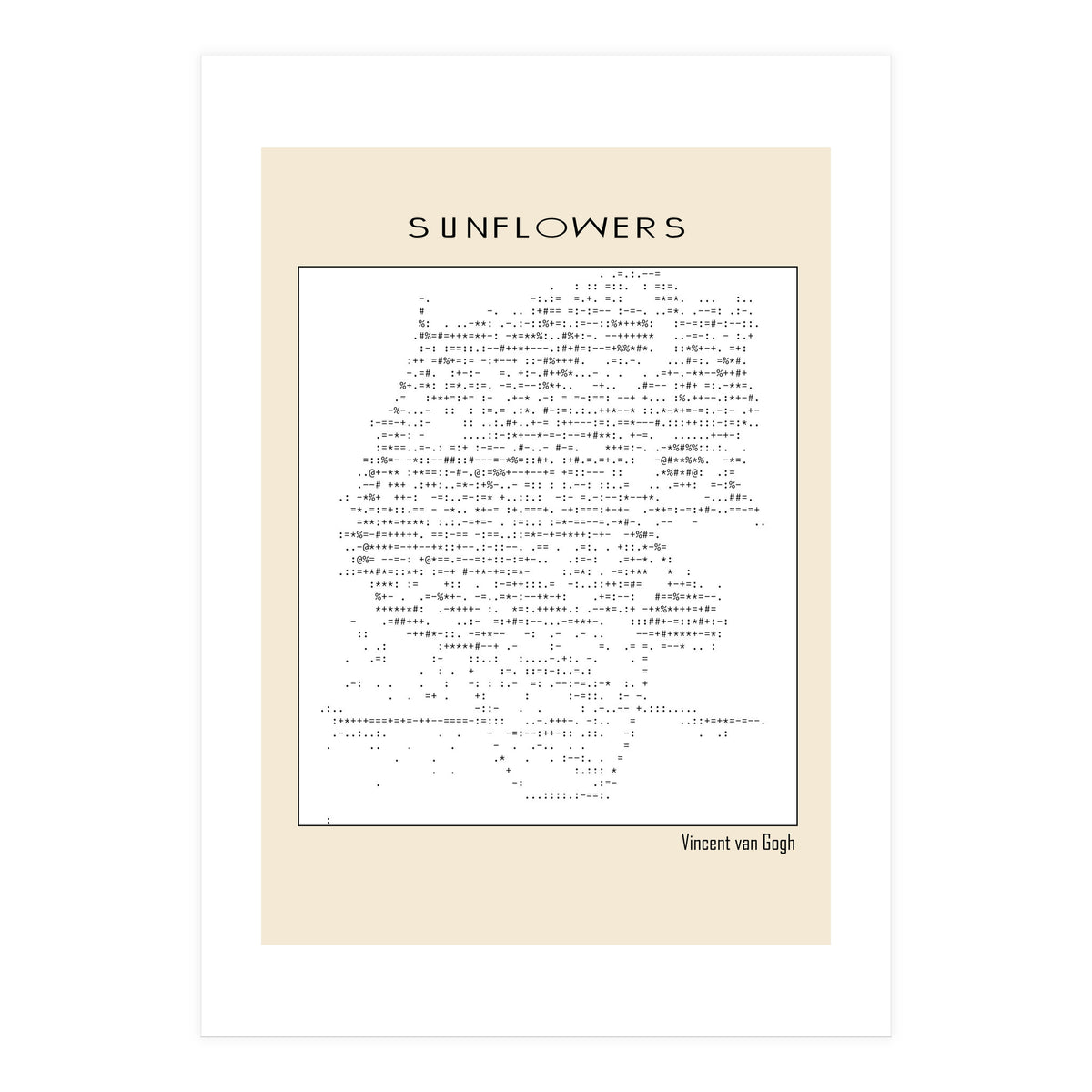 Sunflowers – Vincent van Gogh (1888) (ascii art) (Print Only)
