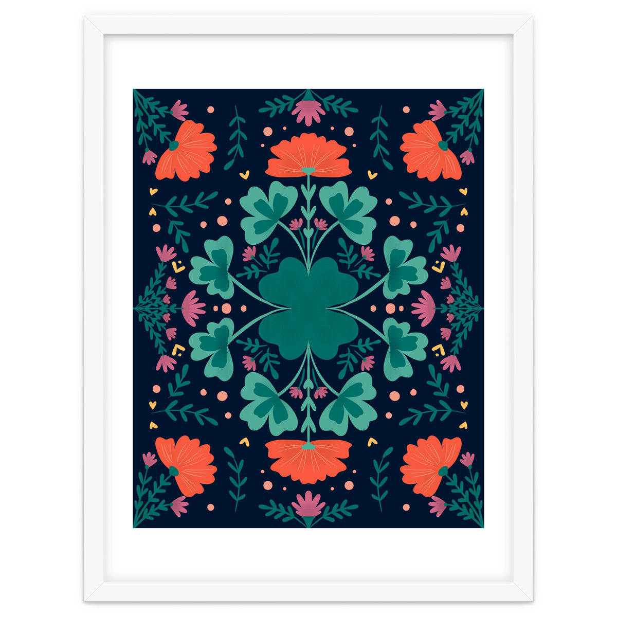 Clovers And Flowers Teal and Orange