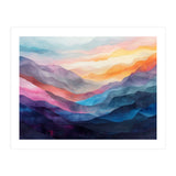 Vibrant Abstract Watercolor Mountain Landscape (Print Only) thumbnail
