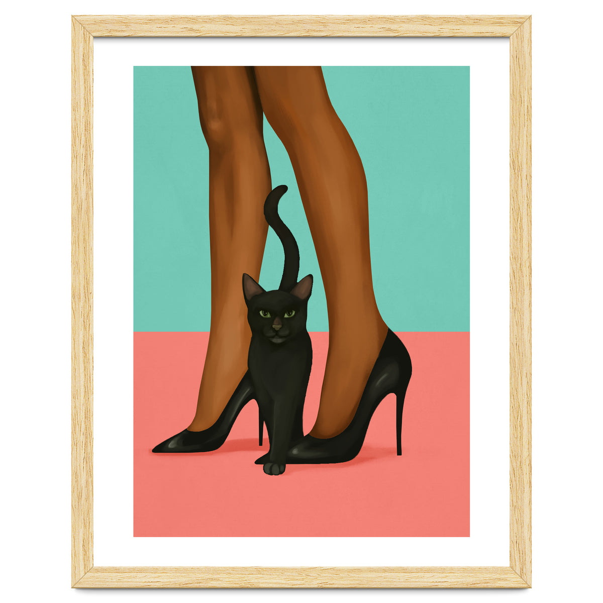 Woman In Heels With Black Cat