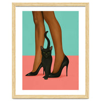 Woman In Heels With Black Cat