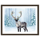 Reindeer with Christmas Lights, Deer Magical Winter Art thumbnail