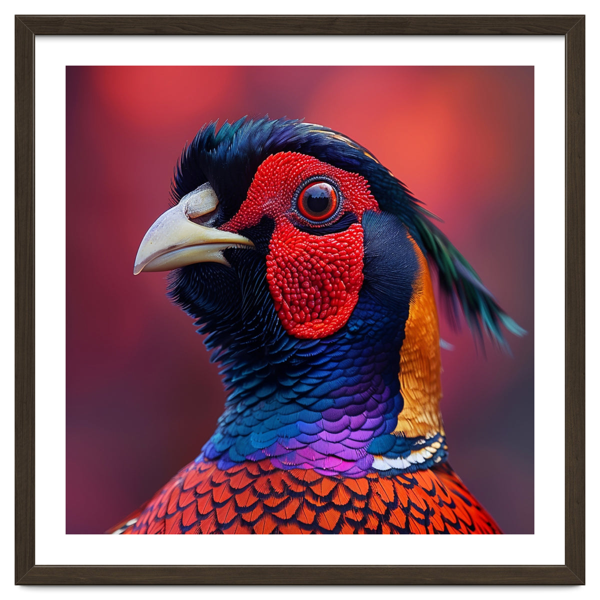 Close Up Pheasant Bird Head Detailed Feathers
