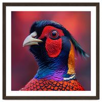 Close Up Pheasant Bird Head Detailed Feathers