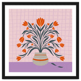 Tulips in a vase - orange and violet thumbnail