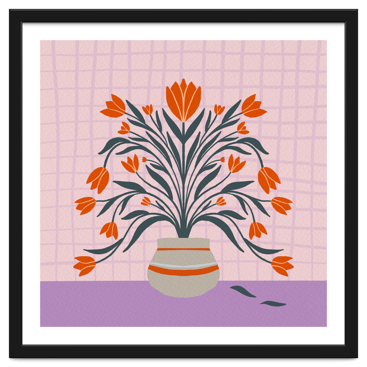 Tulips in a vase - orange and violet