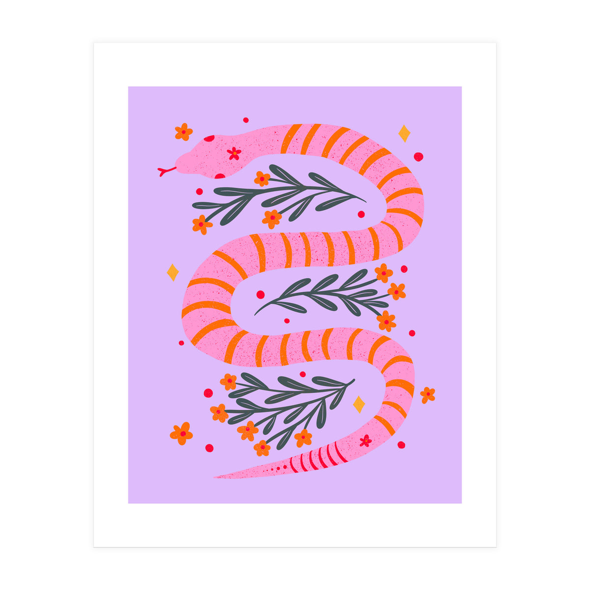 Modern snake - pink and orange (Print Only)