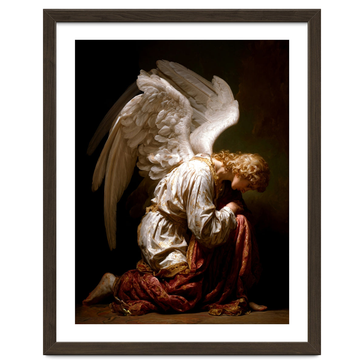 Kneeling Down Angel Renaissance inspired Religious Art