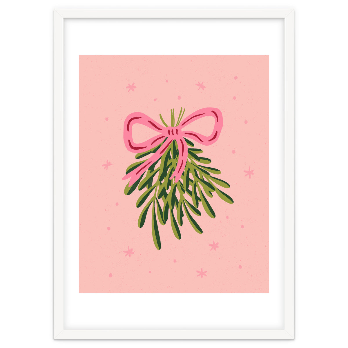 Mistletoe And Pink Bow