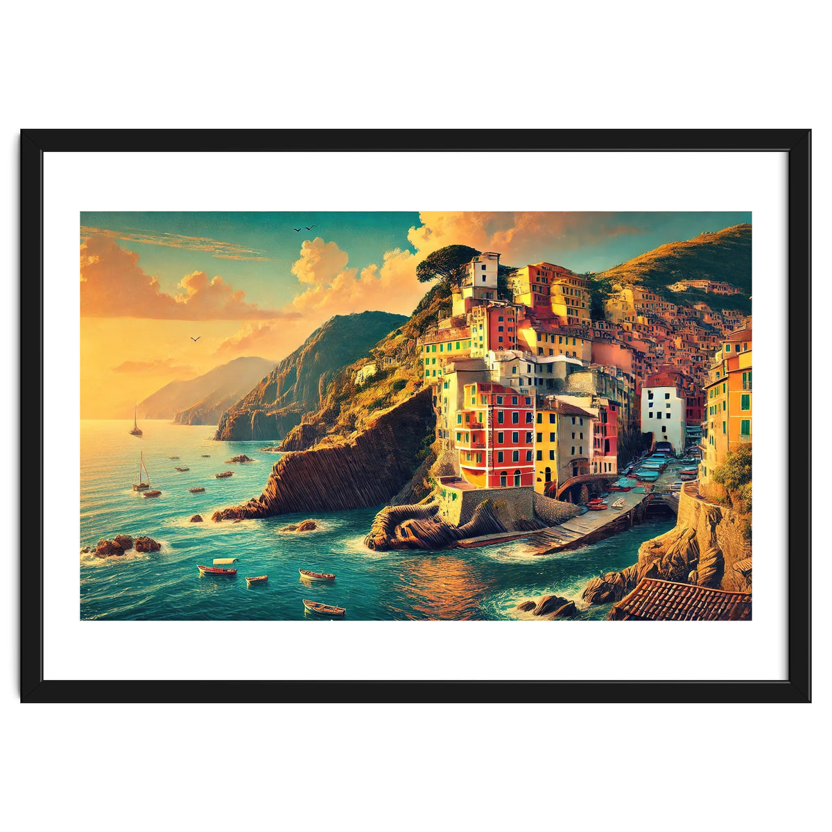 Vintage Cinque Terre Poster, Italy