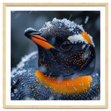 Close Up Penguin In Snow With Water Droplets thumbnail