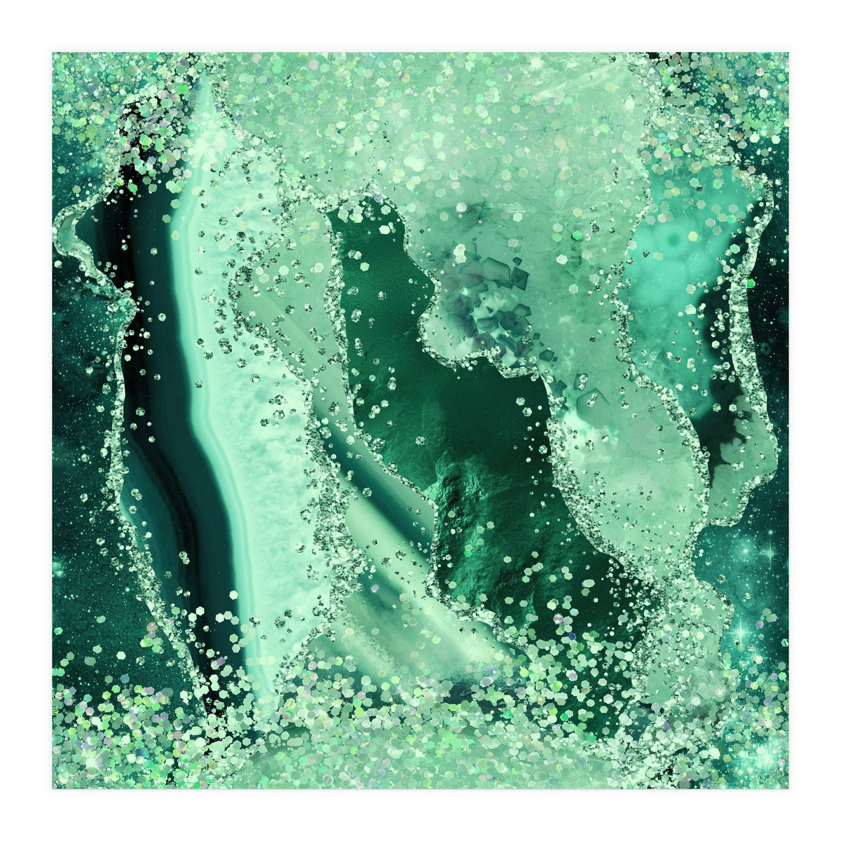 Emerald Glitter Agate Texture 03  (Print Only)