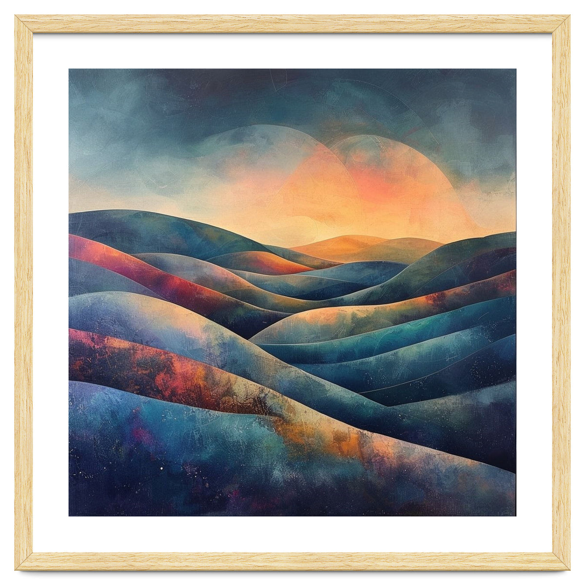 Abstract Ethereal Rolling Hills at Sunset