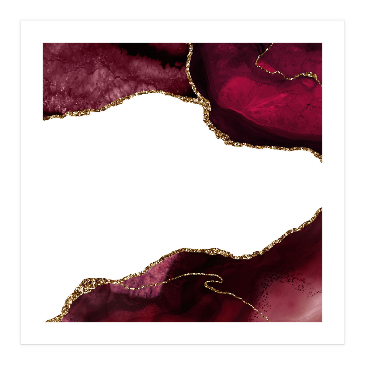 Burgundy & Gold Agate Texture 29  (Print Only)