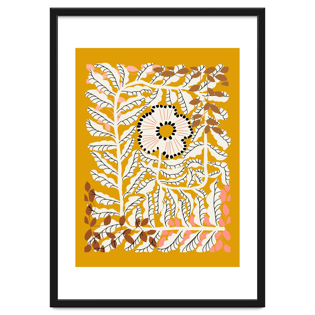 Fern Leaves And Flower Mustard