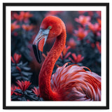 Vibrant Flamingo Portrait With Tropical Foliage thumbnail