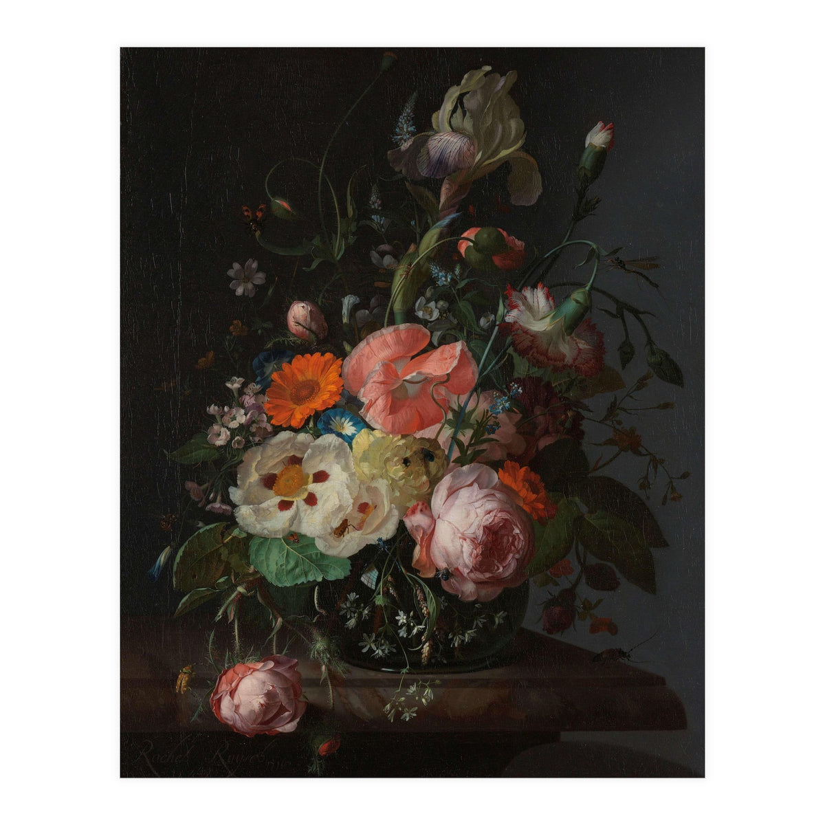 Still Life with Flowers on a Marble Tabletop. Dating: 1716. Measurements: h 48.5 cm × w 39.5 cm. (Print Only)