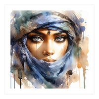 Blue Veil Tuareg Woman Portrait (Print Only)