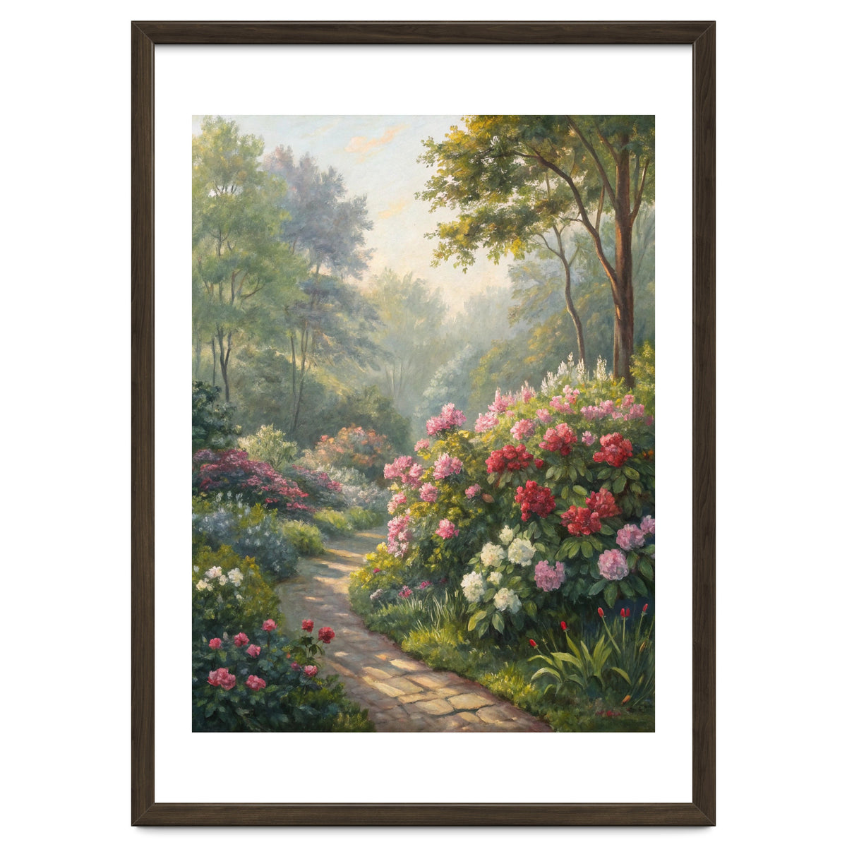 Sunlit Spring Garden Path Oil Painting
