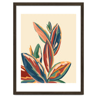 Mediterranean Botanical, Vintage Nature Plants Tropical Nature, Bohemian Eclectic Colorful Leaves Jungle Garden