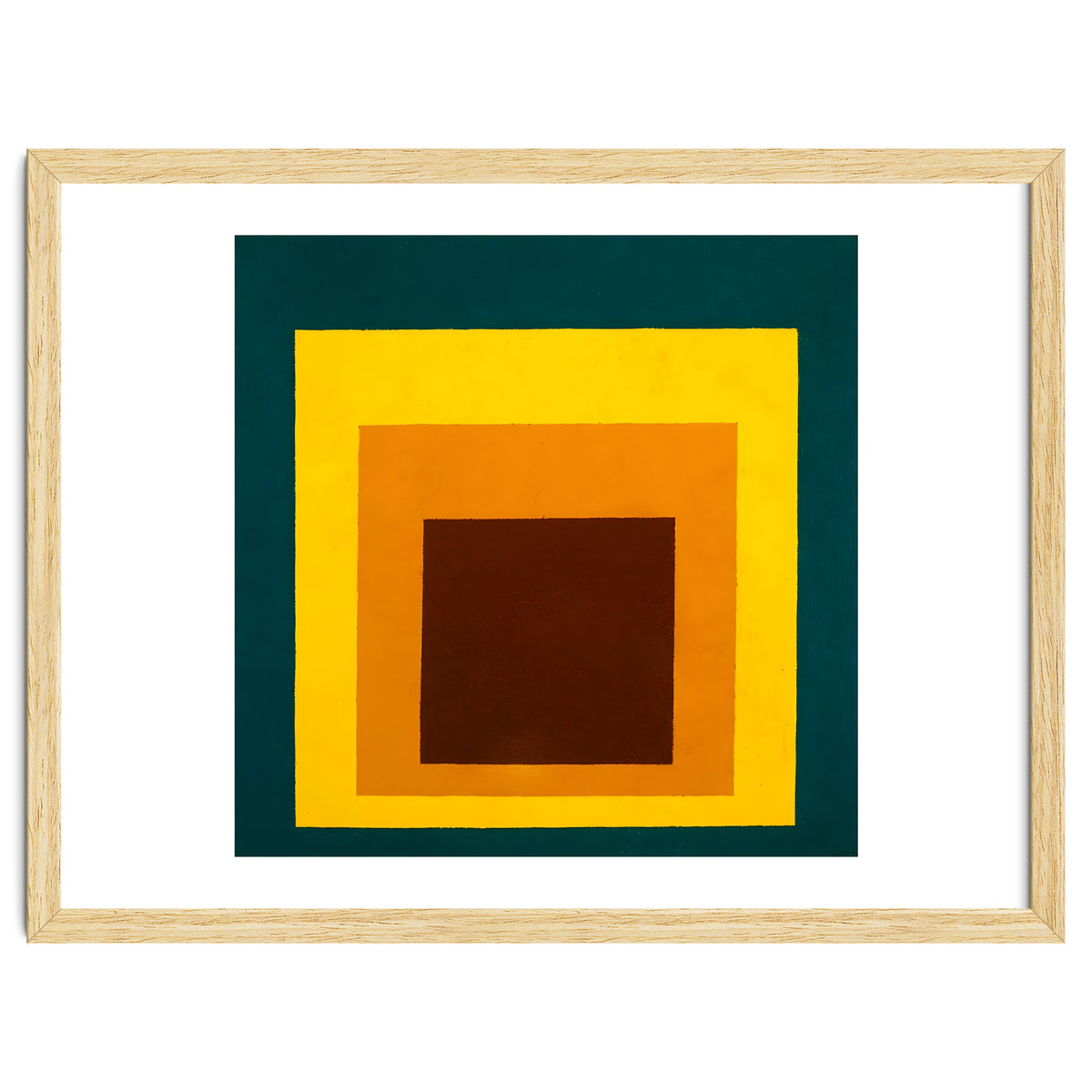 JOSEF ALBERS - HOMAGE TO THE SQUARE DARK GREEN YELLOW ORANGE BROWN