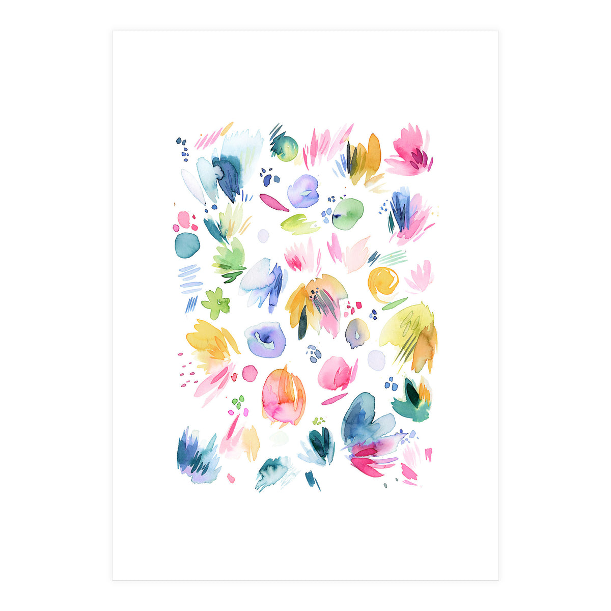 Abstract Watercolor Summer Flowers I (Print Only)