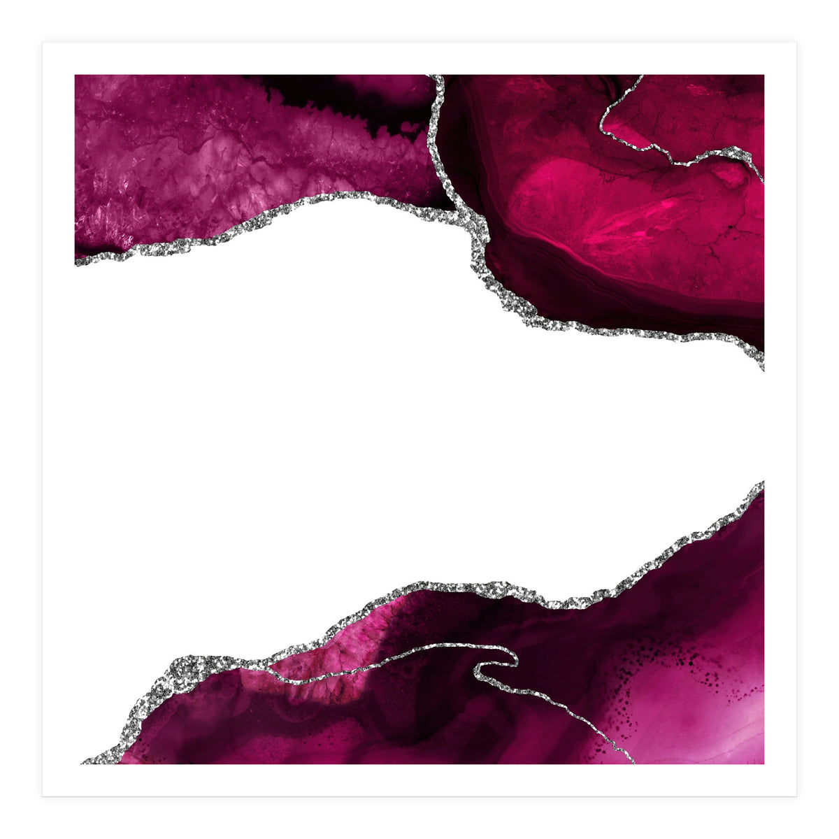 Burgundy & Silver Agate Texture 15 (Print Only)
