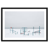 Playground in the winter snow beach thumbnail