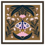 Pink Moth with Flowers on a brown background thumbnail