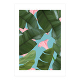 Wild Flower, Tropical Jungle Banana Leaves Botanical, Floral Nature Garden Blush Plants (Print Only) thumbnail