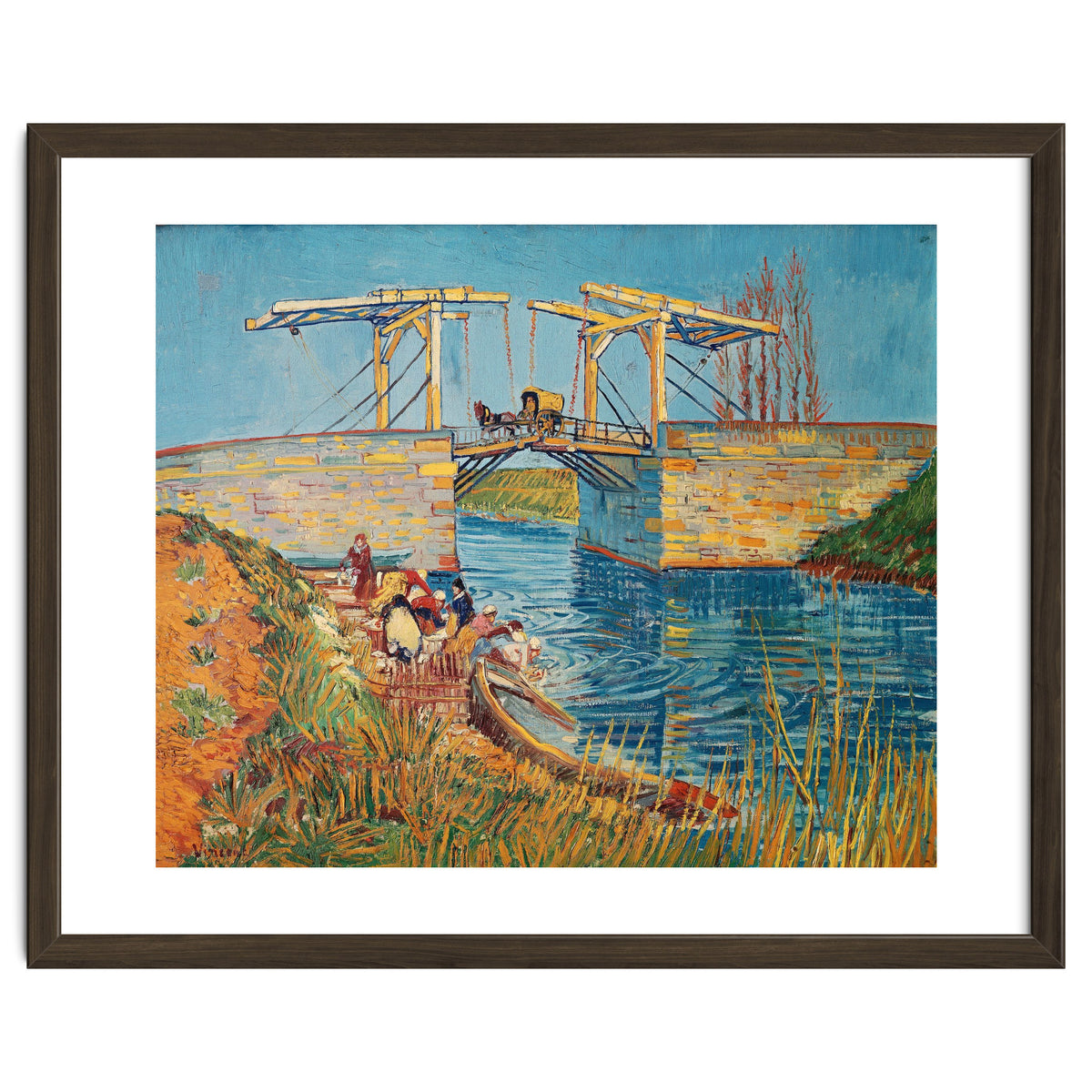 Drawbridge at Arles with a group of washerwomen (pont de Langlois, Arles, France).