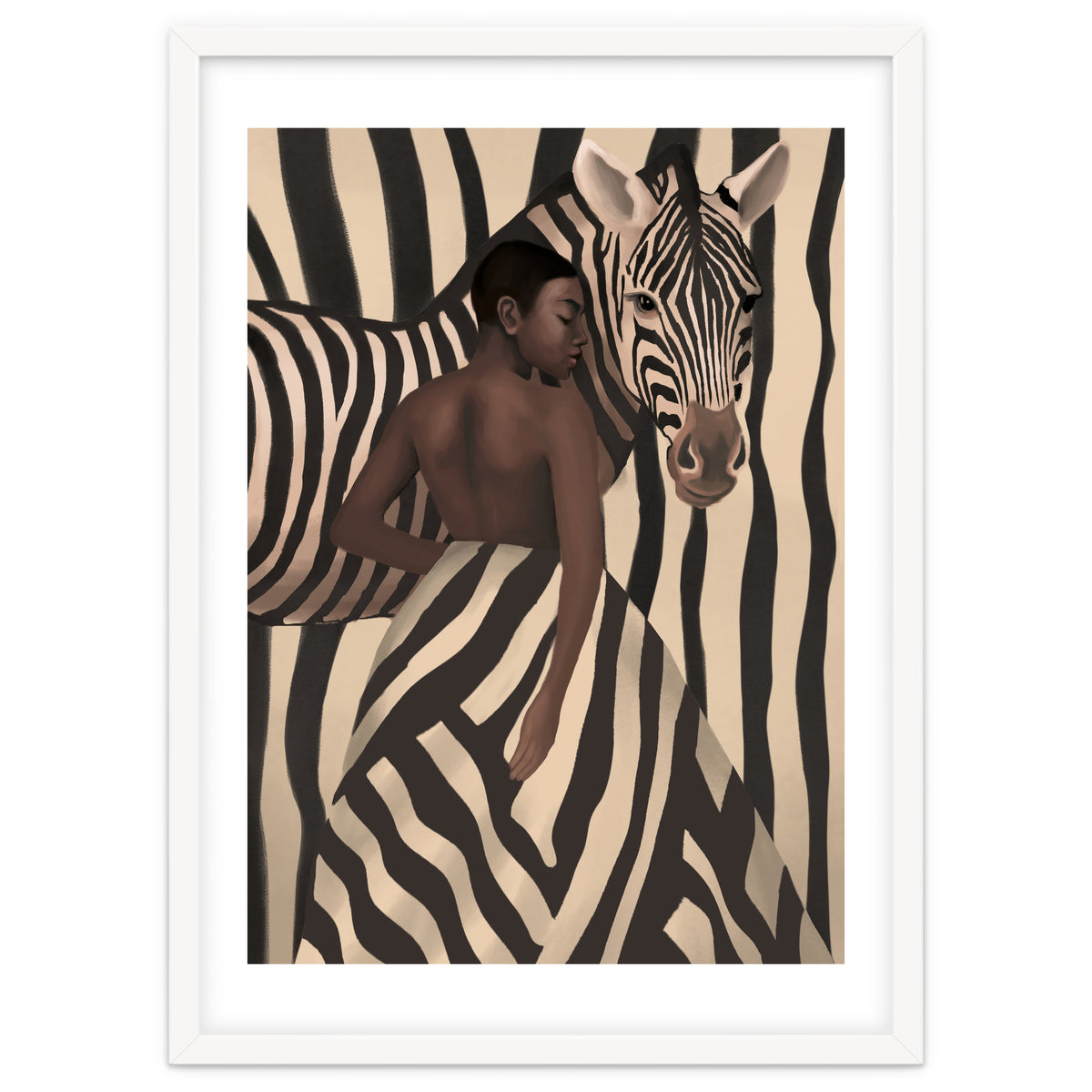 Woman And Zebra In Bold Stripes