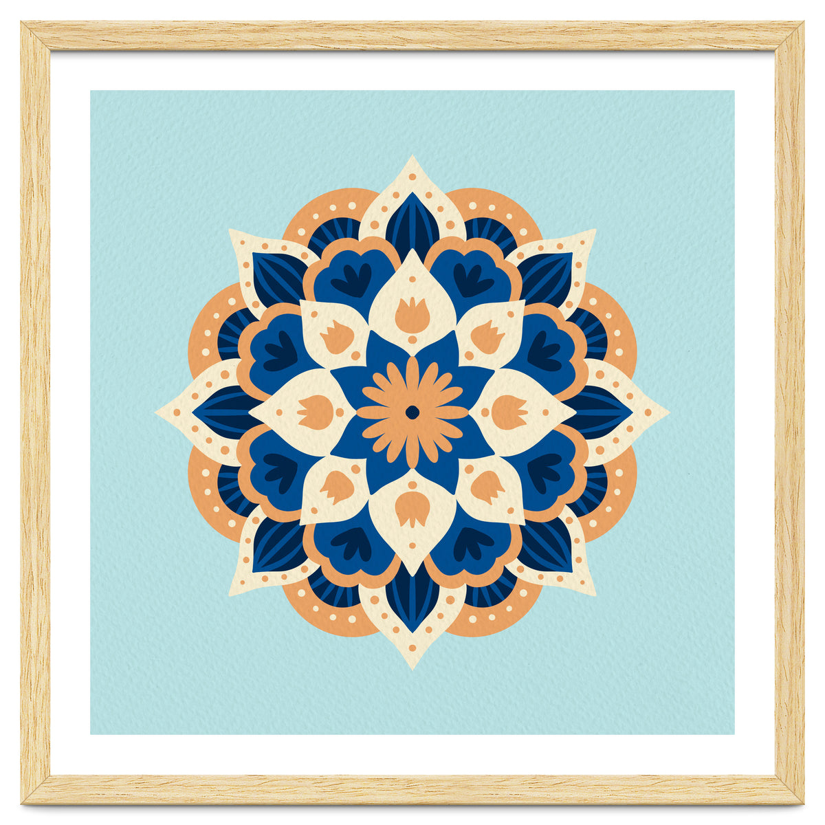 Mandala flower - orange and blue