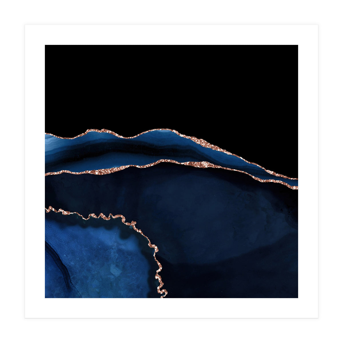 Navy & Rose Gold Agate Texture 05 (Print Only)