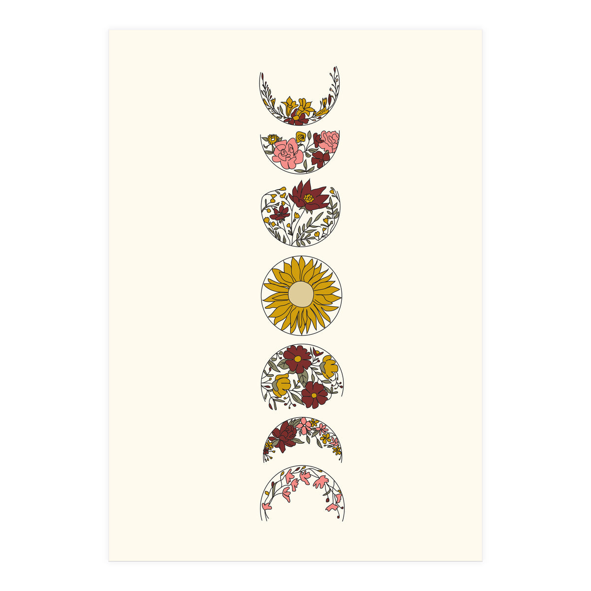 Floral Phases Of The Moon (Print Only)