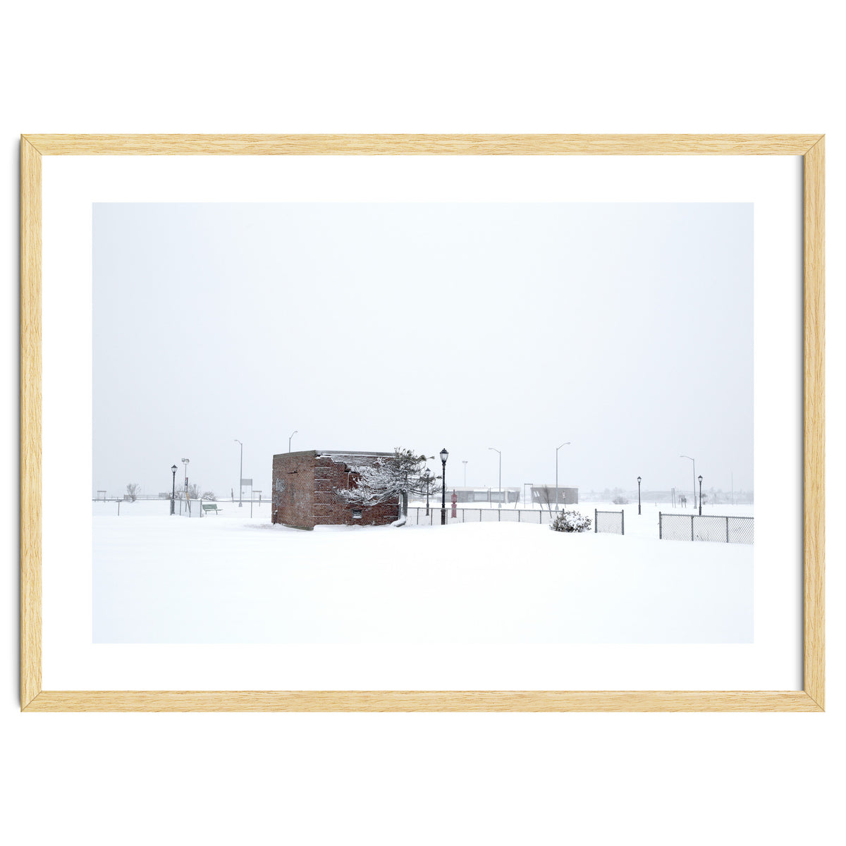 Barn in the winter snowscape