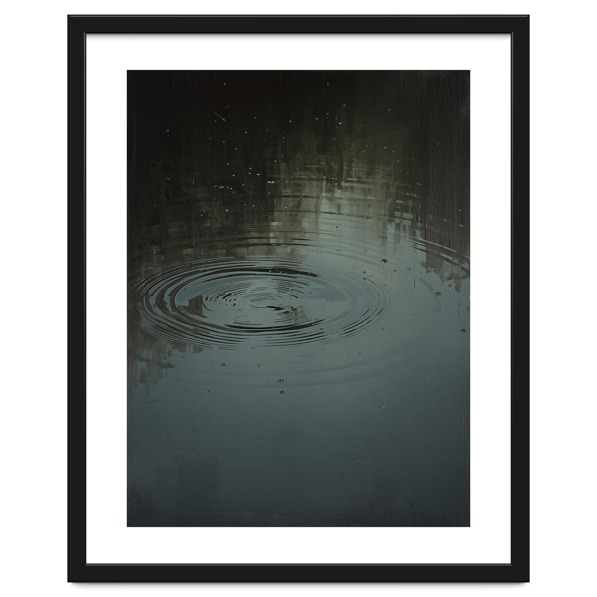 Moody Rain Puddle Ripples Oil Painting