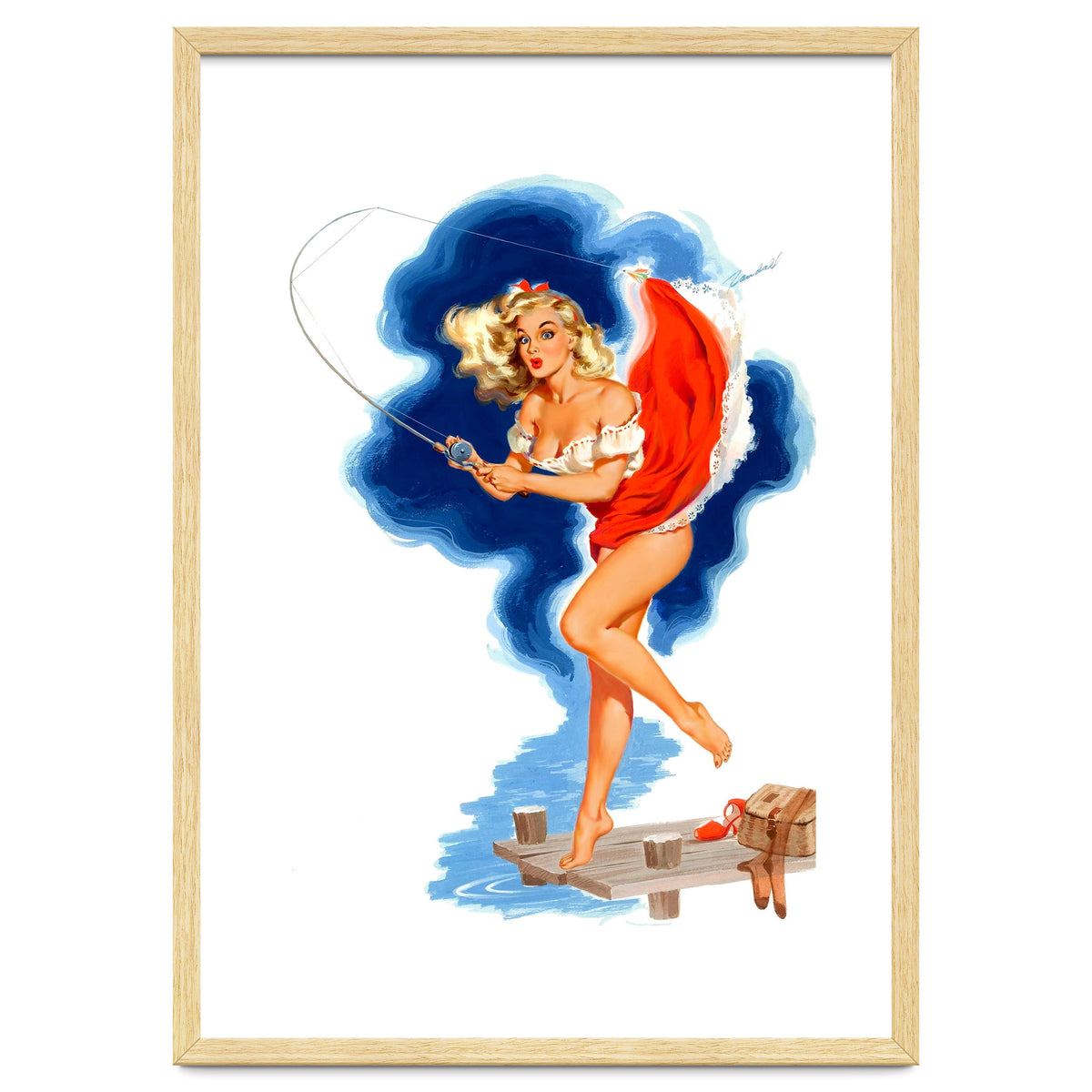 Pinup Sexy Girl And A Fishing Accident