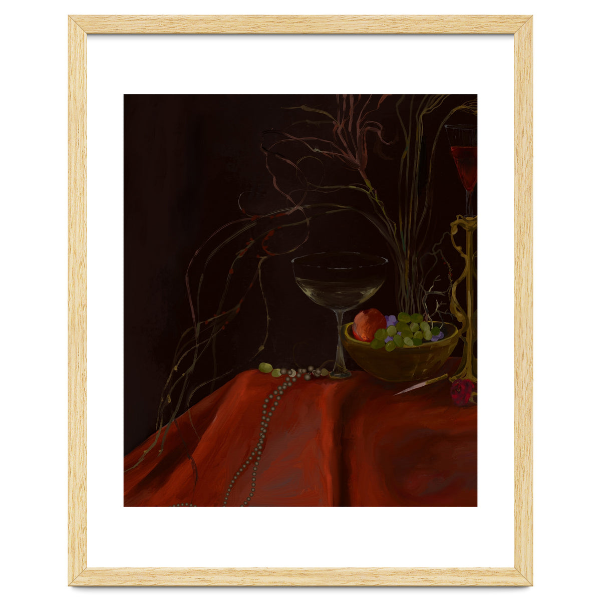 Dark Baroque Still Life Table and Wine oil