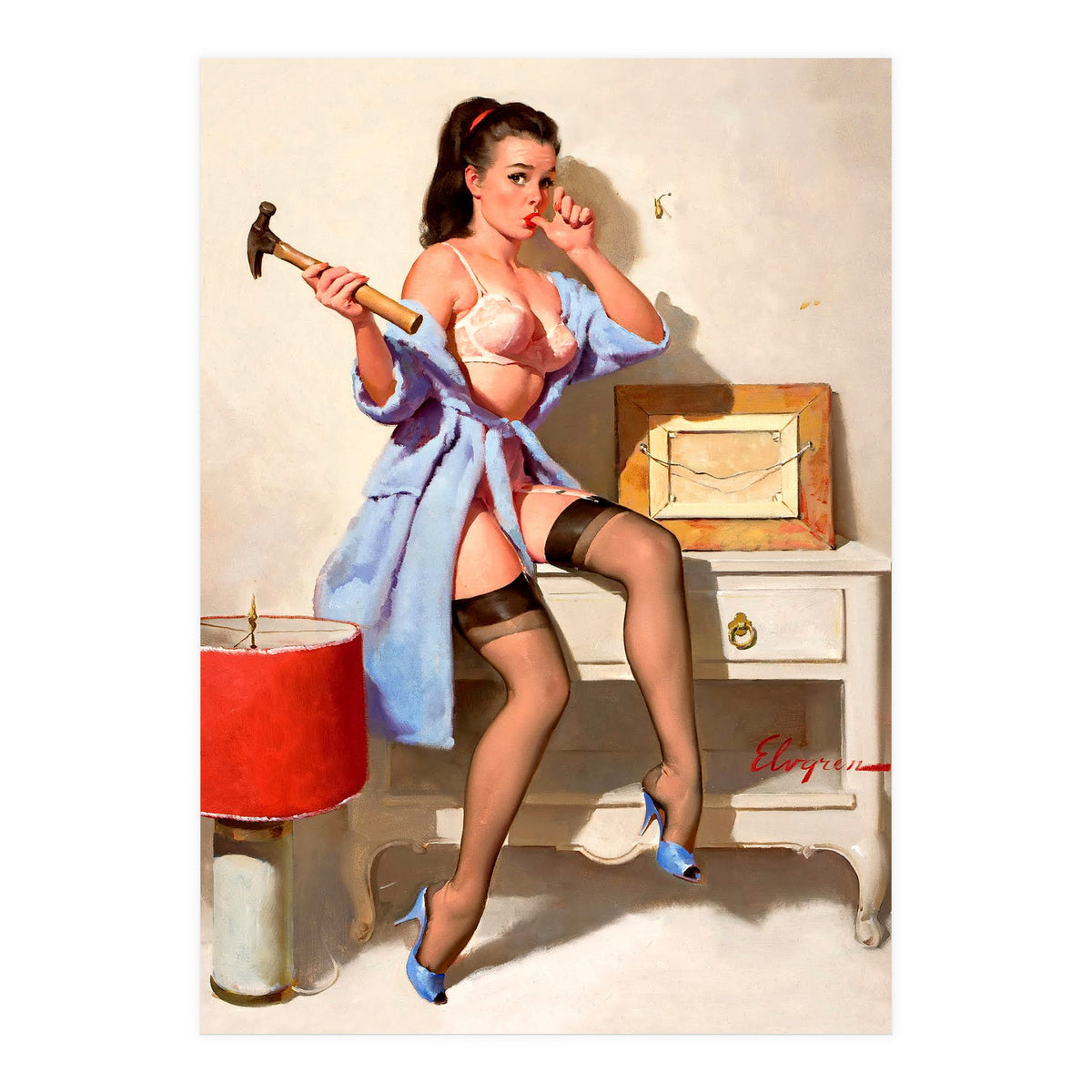 Hot Pinup Girl With A Hammer (Print Only)
