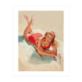 Pinup Girl Posing On A Beach (Print Only) thumbnail