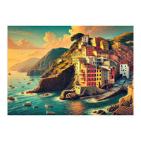 Vintage Cinque Terre Poster, Italy (Print Only)