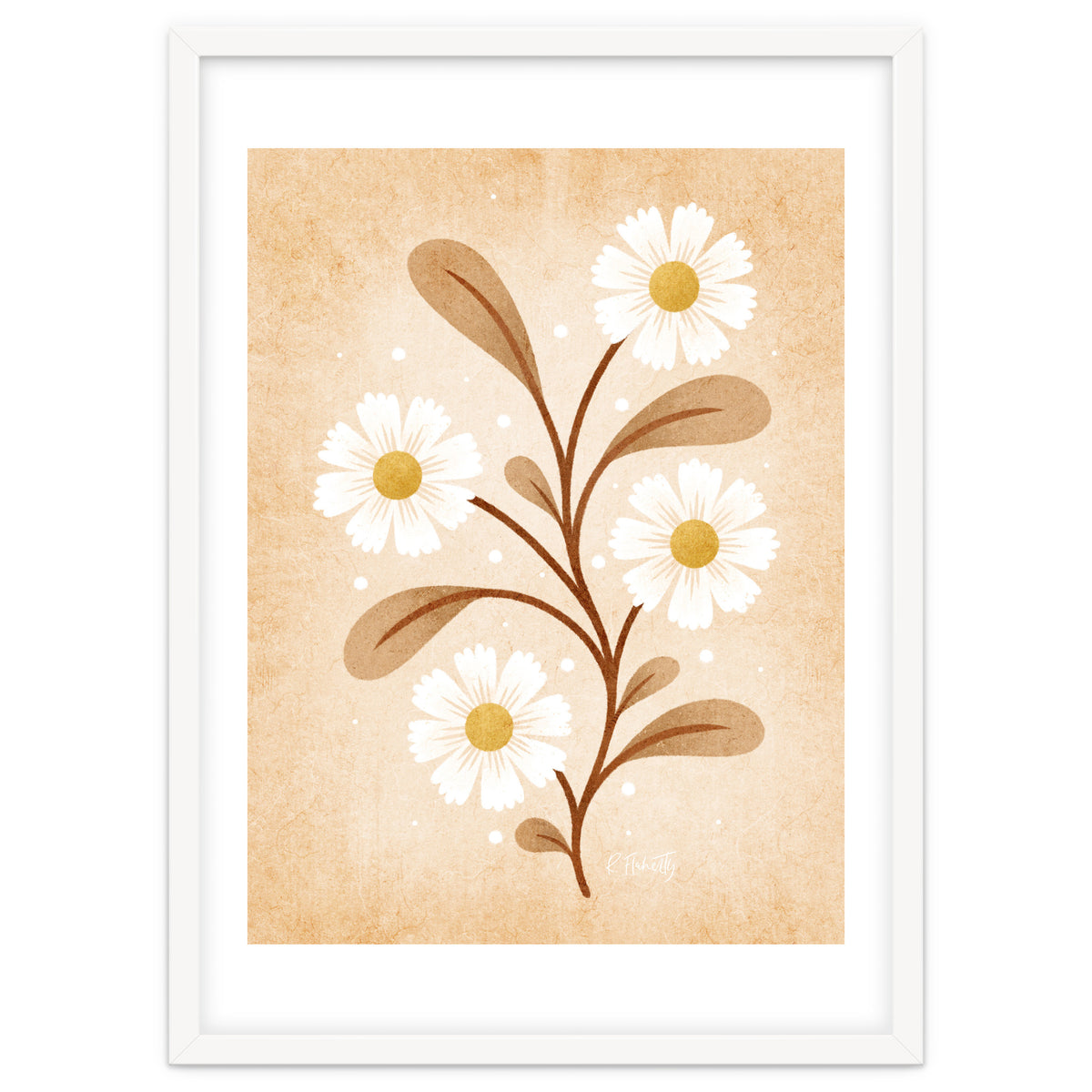 Vintage Beige Daisies