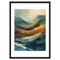 Textured Impasto Mountain Valley Landscape