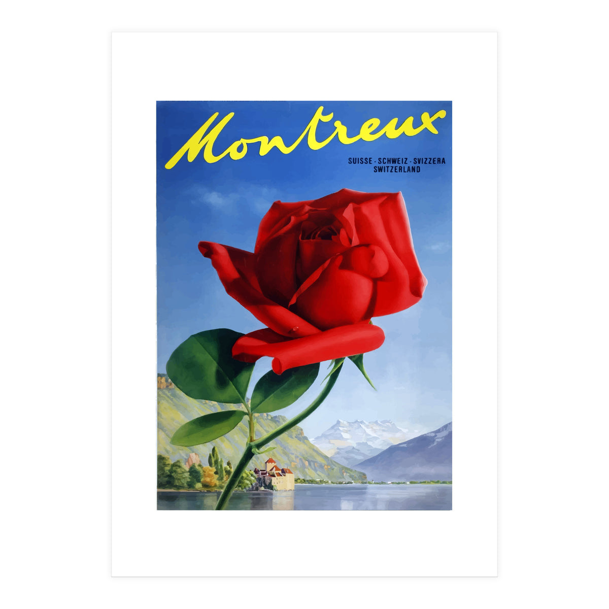 Red Rose on Montreux, Switzerland (Print Only)