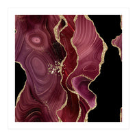 Burgundy & Gold Glitter Agate Texture 01  (Print Only)