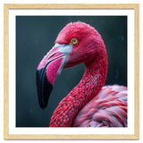 Close Up Pink Flamingo In Rain Drops thumbnail